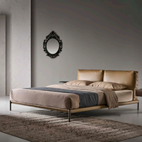 Grands Möbel Kingsize Verstellbares Bett Minimalistisches Kunstleder-Polsterbett Eichenholzrahmen Umweltfreundliches Luxus-Hotel-Heim-Bett