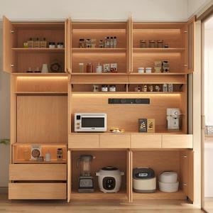 XHA Custom Solid Wood <b>Sideboard</b> with Folding Dining Table Floor-to-Ceiling Wall Cabinet Hidden Oak Glass Storage Cabinet - Product Image 3