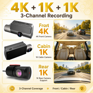 VIEVGUARB V9 4G <span class=keywords><strong>Cat</strong></span> 1 Dash <span class=keywords><strong>Cam</strong></span> 4K+1K+1K WiFi GPS Monitoraggio Parcheggio Modalità Sentry per Auto - Product Image 2