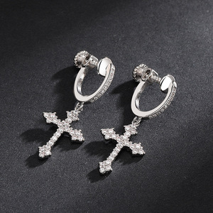 Cross Clip-On <b>Earrings</b> Zinc Alloy Prong Setting Party Fashion Jewelry - Product Image 4