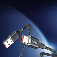 Câble de charge rapide tressé Type-C KAKUSIGA, nouvelle arrivée, 1 m, 25 W, OD4.0 mm, prise en charge de la puce intelligente, câble de données, noir