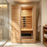 Sauna infrarouge à prix d'usine en cèdre rouge massif, cabine de sauna infrarouge lointain à vapeur sèche avec panneau de commande intelligent