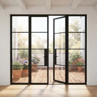 Puertas Francesas Abatibles de Vidrio Templado Doble Low-e, con Entrada de Estilo Swing, Color y Tamaño Personalizados de Fábrica