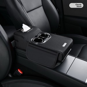 Repose-bras de voiture en cuir <span class=keywords><strong>OLIVER</strong></span>, design élégant, avec rangement intégré, fonction de rehaussement, pour mouchoirs et téléphone portable, couleur argent - Product Image 6