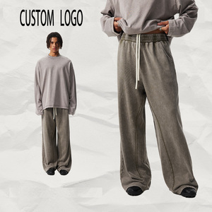 Pantalons de jogging décontractés pour hommes, en coton 100% pur, épais, avec ceinture élastique, vente en gros - Product Image 2