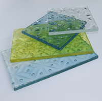 Panel de Vidrio Artístico Laminado con Resina y Patrón de Burbujas Amarillo Claro, Diseño Personalizado para División Interior y Decoración de Hoteles y Restaurantes