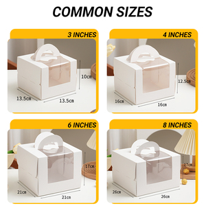 Caja <span class=keywords><strong>de</strong></span> Regalo Portátil Blanca con Logotipo Personalizado y Ventana, Caja <span class=keywords><strong>de</strong></span> Panadería <span class=keywords><strong>de</strong></span> Papel Apta para Alimentos para Tartas <span class=keywords><strong>de</strong></span> Fresa, Chocolate y Queso <span class=keywords><strong>de</strong></span> 4, 6 y 8 Pulgadas - Product Image 5