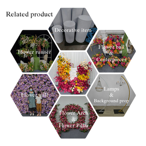 Arrangement floral artificiel dégradé, <span class=keywords><strong>colonne</strong></span> de roses jaunes, oranges et roses, idéal <span class=keywords><strong>pour</strong></span> la décoration de mariage - Product Image 5