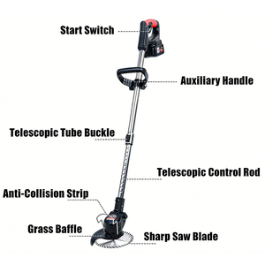 <span class=keywords><strong>Tondeuse</strong></span> à gazon <span class=keywords><strong>électrique</strong></span> sans fil avec poignée télescopique et batterie 21V, outil de coupe de gazon portable <span class=keywords><strong>pour</strong></span> la maison et le jardin - Product Image 3
