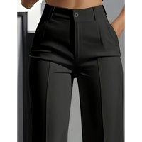 Pantalons de costume pour femmes, taille haute, coupe droite, couleur unie simple, pantalon de costume à jambes larges, pantalon de costume tendance, coupe ajustée