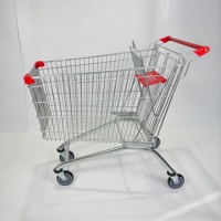 Chariot de courses en métal à paniers grillagés, chariot à roulettes en fil d'acier pour supermarché, bricolage et quincaillerie
