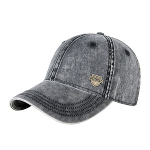 Casquette de baseball rétro en denim de coton délavé, unisexe, couleur unie, protection solaire - Product Image 1