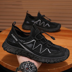 Zapatillas de deporte informales de verano para hombre, nuevos zapatos de seguridad de red hueca con cordones transpirables, antideslizantes, resistentes al desgaste para Protección Laboral - Product Image 2