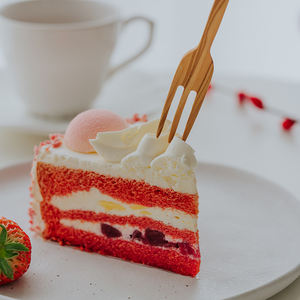 أدوات خشبية منزلية طبيعية أدوات مائدة للشاي والقهوة والكعك ساندويتش خشبي زيتون طبيعي ملعقة تقديم صغيرة شوكة - Product Image 5