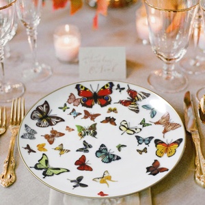 Colorful Butterfly Decorative Plates Ceramic <b>Dinnerware</b> <b>Set</b> Wedding Wholesale Fine Bone China Dishes - Product Image 2