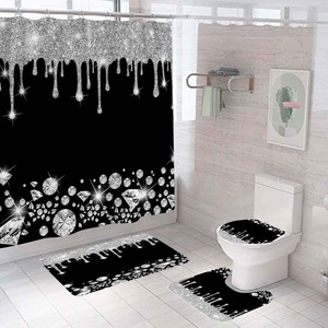 Cortina de Ducha de Poliéster con Estampado Variado para Mujer, Cortina de Baño con Estampado Digital Personalizado, Impermeable, Venta al por Mayor, Moderna - Product Image 1