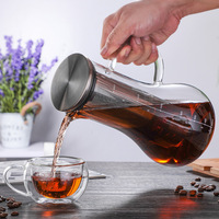 Carafe à café en verre de 50 oz, compatible avec les plaques de cuisson, pour infusion à froid, avec infuseur à fruits et filtre amovible en acier inoxydable