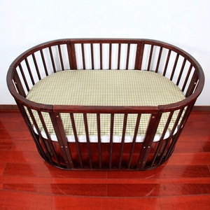 Juego de Muebles de Madera Oscura para Guardería NZMAN, Convertible 3 en 1, <span class=keywords><strong>Cuna</strong></span> Ovalada de Madera para Bebés Recién Nacidos con Ruedas - Product Image 4