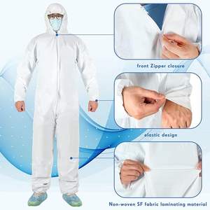 Combinaison jetable légère en plastique microporeux SF PP+PE, blanche, en grammage 45gsm 50gsm 55gsm 60gsm 65gsm - Product Image 6