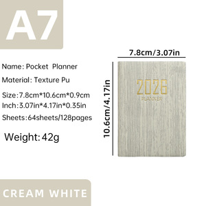 Agenda Diaria Portátil <span class=keywords><strong>de</strong></span> Cuero A7, Nueva Agenda 2026, Pequeña Agenda en Inglés, <span class=keywords><strong>Calendario</strong></span> <span class=keywords><strong>de</strong></span> 365 Días, Material <span class=keywords><strong>de</strong></span> Oficina y Escolar - Product Image 6