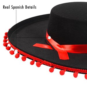 Elegant Festive Canvas Sombrero Party <strong>Hat</strong> Unisex Adults Summer Casual Cross-Border Celebrations Halloween <strong>Red</strong> Ribbon <strong>Top</strong> <strong>Hats</strong> - Product Image 3