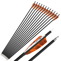 Flèche de tir à l'arc de 30 pouces, Spine 500, 6,2 mm ID, en carbone mixte, avec plumes de dinde de 4 pouces et pointe de flèche filetée remplaçable de 100 grains, pour la chasse adulte