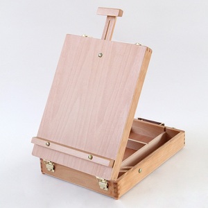 Chevalet de bureau portable pour croquis et dessin, style table, coins arrondis, boîte de peinture à l'huile portable HX-2 Marron clair, transfrontalier - Product Image 5