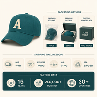 Casquette de baseball personnalisée brodée avec lettre A, monogramme initial, en sergé, visière incurvée, réglable, fermeture snapback, vente en gros, OEM, faible MOQ