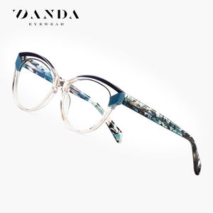 แว่นตา Danda Cat Eye รุ่น F22107 เลนส์ป้องกันแสงสีฟ้า ทรงเต็มกรอบ วัสดุอะซิเตท สำหรับผู้หญิง - Product Image 1