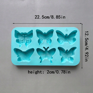 Moule à pâtisserie en silicone de qualité alimentaire, 6 cavités en forme de papillon, pour la décoration de desserts et de biscuits - Product Image 4