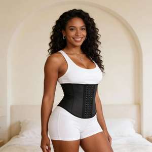 Corset de compression respirant pour femme, tricoté, boutonné, à maintien moyen, en latex givré, amincissant la taille – Meilleures ventes - Product Image 6