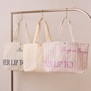 Bolsos de Mano de Lona Portátiles para Mujer, Bolsos de Compras con Logotipo Bordado, Bolsos de Playa de Viaje Multicolores Personalizados - Product Image 1