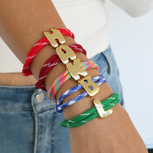 Cross-Border tali tembaga Aloi tinggi dipoles 26 huruf Inggris buatan tangan gelang anyaman - Product Image 2