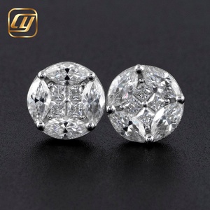 Pendientes de tuerca redondos de moissanita VVS con halo, de plata de ley 925, tipo diamante, al por mayor, para uso diario femenino, joyería fina - Product Image 2