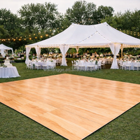 ANYCASE Plancher de danse portable en contreplaqué blanc et bords en aluminium, système d'assemblage pour scène de mariage, utilisation intérieure/extérieure
