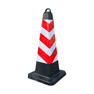 Cono de Tráfico Cuadrado de Espuma EVA Negra de 720 mm, Marco de Plástico HDPE de Alta Visibilidad, Barrera de Seguridad Reflectante para Carreteras - Product Image 1