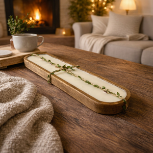 Portavelas de Madera Hecho a Mano de Primera Calidad Curio Craft |   Recipiente Rectangular de Cera de Soja y Cera de Abeja para Decoración del Hogar en Acción de Gracias y Navidad - Product Image 1