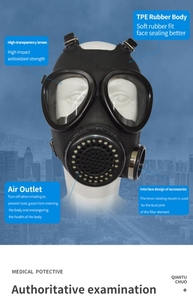 Nhà Máy Bán Hàng Trực Tiếp Silicone Bảo Vệ Hóa Chất Đầy Đủ Mặt Giả Khí Chiến Thuật Mặt Nạ - Product Image 5