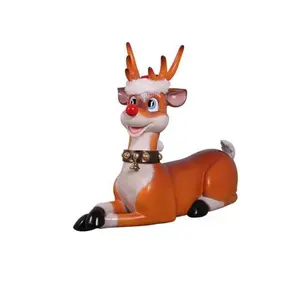 customized design resin craftwork statue fiberglass reindeer sculpture for garden