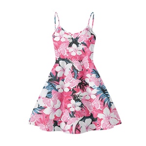 Paradiso trovato bianco zenzero rosso poliestere hawaiana sottoveste abito corto all'ingrosso hawaiano floreale abito sottoveste personalizzato abito Spaghetti - Product Image 1