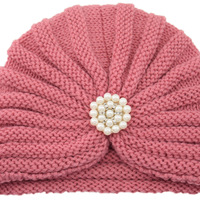 Qianjin, sombrero indio de Color sólido bohemio para mujer, Gema de punto, perla, diamantes de imitación, Otoño Invierno, lana, accesorios decorativos para el cabello