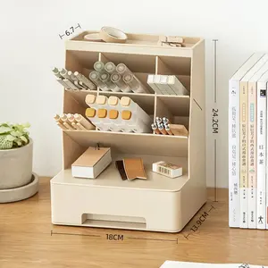 Organisateurs de rangement de bureau multifonctionnels Porte-stylos pour bureau et école avec tiroir à papeterie Boîte d'organisation d'espace de travail