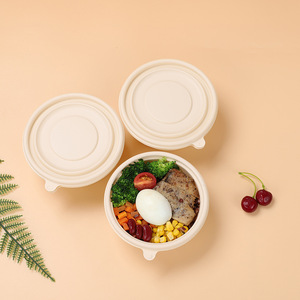 Tazón de sopa para llevar, tazón de avena, caja Bento redonda, protección, tazón ambiental degradable redondo con tapa, tazón de comida rápida - Product Image 3