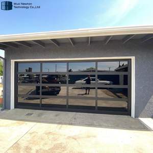 <span class=keywords><strong>Porte</strong></span> de garage moderne en verre trempé automatique sans cadre avec miroir noir et moteur - Product Image 1
