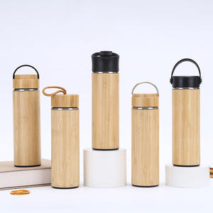 BORGE özelleştirilmiş vakum ahşap bambu çay demlik ve kolu kapakları ile çift katlı termos paslanmaz çelik su şişesi Tumbler - Product Image 3