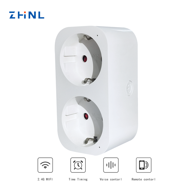 International Travel EU/FR Standard Home 2 Outlets Electrical Universal Adapter Smart Plug with Power Metering Tuya Wifi