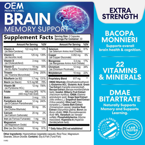 Tùy chỉnh Bộ nhớ não hỗ trợ viên nang nootropic Viên nang bổ sung cho hiệu suất não và bộ nhớ tốt và tập trung - Product Image 2