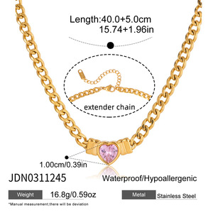 स प्रमाणन स्टेनलेस स्टील हार्ट ज़िरकॉन पेंडर हार पी वी गोल्ड प्लेटेड महिलाओं के वैलेंटाइन डे गहने - Product Image 6
