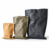 Sacs de rangement en papier kraft lavables personnalisés, pochettes pliables pour l'organisation de la cuisine, sacs de rangement en papier réutilisables, OEM ODM en gros