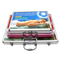 Chauffe-pierres de massage, ensemble de pierres de massage rondes en jade vert avec boîte chauffante pour la relaxation corporelle en SPA